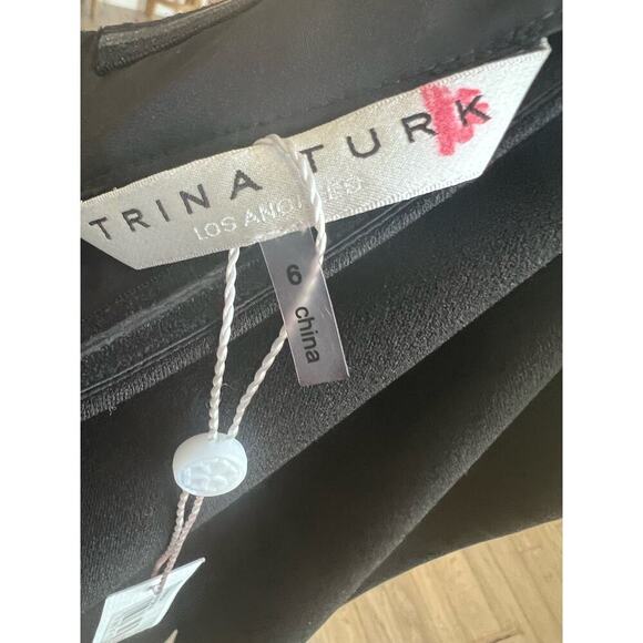 Trina Turk Fancy One Shoulder Black Dress New With Tags $198 - Picture 6 of 7